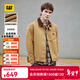 卡特（CAT）25冬新品男士休閑撞色拼接皮質(zhì)貼布口袋短款底特律夾克式棉服 淺褐（棕黃）色 L