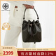 湯麗柏琦（Tory Burch）T Monogram女款水桶包可調節拆卸肩帶單肩斜挎手提包TB女包168805 黑咖色 200 OS 21.2 x 17.9 x 11.7cm