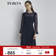 PORTS寶姿商場(chǎng)同款新品女裝喇叭袖蕾絲收腰連衣裙LL8D035KLN002 丈青 M (6)