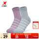 特步運動(dòng)平板中襪秋冬新款透氣襪時(shí)尚條紋中筒襪女襪兩雙裝 淺紫 均碼