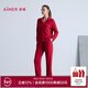 愛(ài)慕（Aimer）25AW牛奶生活翻領(lǐng)長(cháng)袖分身套裝AM46B751 朱櫻紅JF0 L 170