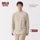 MUJI男式 漢麻水洗 立領(lǐng) 長(cháng)袖襯衫 男士襯衣外套男裝25年夏季AC216A5S 原色 L (175/100A)