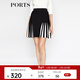 PORTS寶姿  新品女裝簡(jiǎn)約黑白撞色魚(yú)尾裙擺半身裙LA8K250FZX003 黑色混色 M