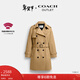蔻馳（COACH）【新年禮物】奧萊女士女裝純色中長(cháng)款風(fēng)衣戶(hù)外外套 卡其色 S