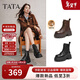 他她TATA巡星者靴子女鞋工裝靴黑色千層靴馬丁靴短靴 黑色（絨里） 37