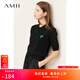 AMII女裝2025夏季新款POLO領(lǐng)公主袖法式刺繡針織衫桃心繡花 黑色 M 160/84A