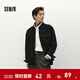 森馬（Semir）長(cháng)袖襯衫男格紋絨感牛仔外套不規則下擺冬季寬松翻領(lǐng)上衣時(shí)尚 牛仔水洗黑98201 S