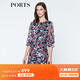 PORTS寶姿  春夏新品女裝優(yōu)雅印花系帶連衣裙A字裙LN8D134HPP027 黑色印花 S (4)