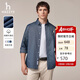 哈吉斯（HAZZYS）男裝 春秋款純棉男襯衣商務(wù)通勤凈色長(cháng)袖襯衫男ASCZK1CCX58