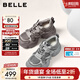 百麗（Belle）機能風(fēng)拼接老爹鞋女2026春新商場(chǎng)同款厚底增高休閑鞋F1H1DAM6 灰色 36