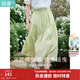茵曼（INMAN）2025夏女新款A字半身裙復古時(shí)尚松緊腰遮肉顯瘦小個(gè)子中長(cháng)裙子 茶綠色 M