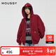 moussy 新品美式復古純色拉鏈連帽衛衣外套028IAZ80-1005 083深紅色 均碼 00020/F