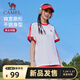 駱駝（CAMEL）夏日純棉T神男女寬松圓領(lǐng)短袖上衣T恤 C36BAXLN090 無(wú)際白/紅 XXL