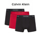 Calvin KleinCK 秋季新款品男士簡(jiǎn)約純色平角內褲套裝套盒 3條裝 黑/紅/黑 L
