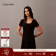 Calvin KleinJeans25夏季女士氣質(zhì)優(yōu)雅休閑ck方領(lǐng)辣妹正肩純棉羅紋針織連衣裙