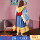 果殼（Gukoo）睡衣女迪士尼IP系列白雪公主冬珊瑚絨長(cháng)款睡袍女睡衣加厚家居服D 深藍女睡袍 M