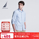 諾帝卡（NAUTICA）男裝春秋新款全棉格紋柔軟舒適休閑長(cháng)袖襯衫男WE4101 淺藍色42T XL