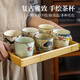 屋里屋外中式小茶杯陶瓷主人杯家用泡茶杯品茗建盞茶盞圍爐煮茶喝水杯單個(gè) 手繪茶杯6杯+長(cháng)方托盤(pán)【150ml】