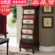 卡梵羅美式七斗柜臥室收納柜 歐式彩繪地中海玄關(guān)柜門(mén)廳柜復古儲物柜子 棕色七斗柜560*425*1485mm