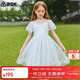 ASK JUNIOR女童連衣裙夏薄款兒童裙子時(shí)尚網(wǎng)紗公主裙 藍色 120