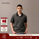 Calvin KleinJeans夏季男士商務(wù)休閑通勤ck絲光棉撞色翻領(lǐng)短袖T恤POLO衫 UB1-太空黑 L