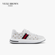 未畢（VICKI BROWN）法國未畢男鞋男士休閑鞋印花板鞋時(shí)尚舒適小白鞋 白黑 40