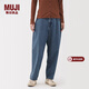 MUJI女式 木棉混 牛仔桶形褲 女款褲子 25年冬季 女裝 蘿卜褲 淺藍色 M (160/66A)