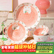 佩爾森釉下彩網(wǎng)紅草莓兔陶瓷餐具碗碟套裝可愛(ài)家用餐具整套二人食6件套