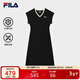 FILA斐樂(lè )官方女子針織連衣裙2025夏時(shí)尚休閑基礎涼感V領(lǐng)裙子