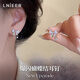 Lnieer999足銀針蝴蝶結耳釘女超閃鋯石耳環(huán)小眾設計高級感氣質(zhì)甜美耳飾 爆閃蝴蝶結耳釘【999足銀針】