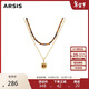 Arsis【明星同款】鴻運雙層疊鏈虎眼石項鏈紅色吊墜送女友新年禮物