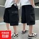 男童短褲夏季冰絲薄款兒童五分褲男孩中大童寬松潮流百搭速干中褲 黑色 150