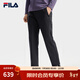 FILA 斐樂(lè )官方男士針織長(cháng)褲冬季新款時(shí)尚休閑基礎加絨直筒褲 正黑色-BK L 175/84A/L