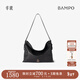 半坡飾族（bampo）中號綿綿包hobo托特包頭層牛皮大容量單肩斜挎包軟包元旦禮物 墨碳黑（大號）可裝14寸電腦