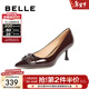 百麗（Belle）時(shí)尚百搭牛皮高跟鞋女細跟商場(chǎng)同款單鞋3Y617AQ4 酒紅色 39 (245mm)