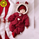G.duck嬰兒衣服冬裝連體衣冬季外出服新生兒寶寶加厚外套拜年保暖棉服潮 紅色 100cm 100