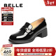 百麗（Belle）簡(jiǎn)約質(zhì)感樂(lè )福鞋女商場(chǎng)同款粗跟通勤樂(lè )福鞋E1C1DCA5 黑色 37 (235mm)