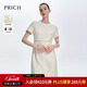 PRICH圓領(lǐng)收腰復古小香風(fēng)連衣裙2024夏季新款極簡(jiǎn)短袖短裙秋季穿 象牙白色 M 165