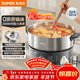 蘇泊爾（SUPOR）0涂層不銹鋼電火鍋分體電煮鍋 全鋼速沸火鍋專(zhuān)用鍋家用多功能電熱鍋 6L涮肉鍋多用途鍋H60YK182