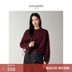 玖姿·安娜蔻優(yōu)雅淑女風(fēng)羊毛金蔥圓領(lǐng)落肩寬松針織衫女2025冬季新款 酒紅 2XL
