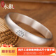貴永銀純銀手鐲女定制寬面古法足銀999實(shí)心閉口素圈簡(jiǎn)約氣質(zhì)母親節禮物 手工定制閉口丨荷花貴妃銀鐲丨送禮盒 10
