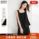 對白高級感鹽系穿搭兩件套裝裙女2025夏季新款無(wú)袖背心上衣半身裙 氣質(zhì)黑  M