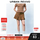 UR秋季新款女裝街頭風(fēng)甜酷壓褶A字廓形短半裙UYY540003 深咖棕 S