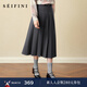 詩(shī)凡黎（‘S EIFINI）詩(shī)凡黎經(jīng)典學(xué)院風(fēng)JK解構半身裙2025秋新款高腰顯瘦通勤百搭百褶裙 深灰 長(cháng)裙 M