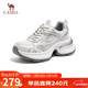 駱駝（CAMEL）【銀熠】老爹鞋女銀色厚底休閑鞋 L25S577144WA 米/灰(蕾絲面) 39