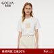 歌莉婭 新品繡花女高級感白色正肩氣質(zhì)潮流T恤短袖打底衫1E4R0B010 05W米白 S