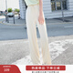 香影窄版直筒褲女高腰2025夏季新款垂墜感寬松顯瘦休閑雪紡闊腿褲 米色 M