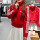 阿迪達斯（adidas）三葉草女裝上衣 2026春季新款夾克跑步健身運動(dòng)服復古立領(lǐng)外套 KS1363/淺猩紅/宋雨琦同款 L