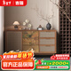 吉贈宋代美學(xué)實(shí)木邊柜置物柜新中式客廳斗柜餐邊柜靠墻一體抽屜柜新款 大葉松-墨韻邊柜120*40*85CM