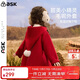 ASK JUNIOR兒童外套秋冬季小童連帽毛呢防風(fēng)上衣女童騏驥紅新年外套